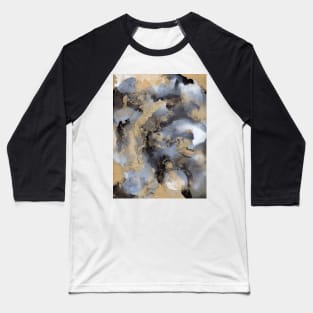 Black Gold and Grey Abstract Art Baseball T-Shirt